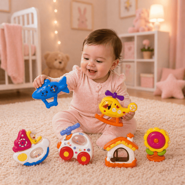 Premium Baby Activity Rattle Play Set – Multi-Sensory Learning & Fun Kit | 6Pcs