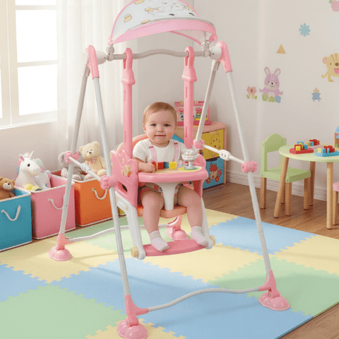 Premium Baby Indoor Swing with Safety Seat & musical tray – Stable, Foldable & Playful