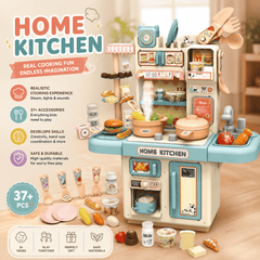 Pretend Play Kitchen Cooking Set with Spray Steam Effect, Pressure Pot & Food Accessories