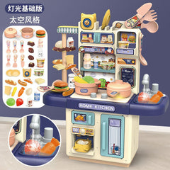 Pretend Play Kitchen Cooking Set with Spray Steam Effect, Pressure Pot & Food Accessories