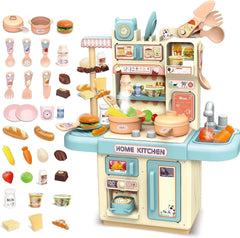 Pretend Play Kitchen Cooking Set with Spray Steam Effect, Pressure Pot & Food Accessories
