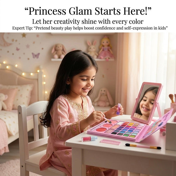 Princess Makeup Book Kit – Kids Foldable Eyeshadow Palette with Mirror 💖👑