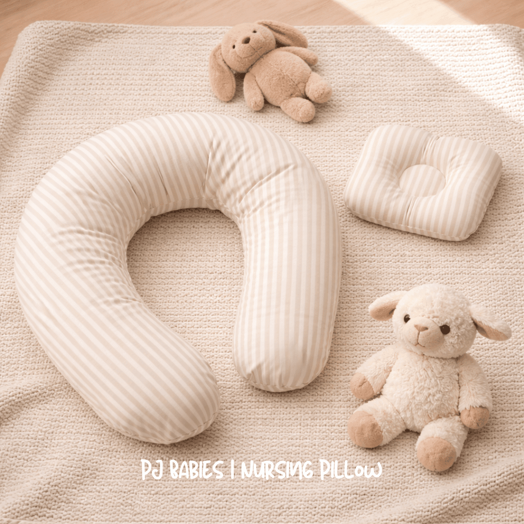Pure Comfort Stripes Cotton Baby Nursing Pillow with Removable Cover & Head Pillow