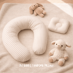 Pure Comfort Stripes Cotton Baby Nursing Pillow with Removable Cover & Head Pillow