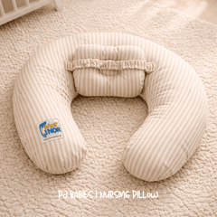 Pure Comfort Stripes Cotton Baby Nursing Pillow with Removable Cover & Head Pillow