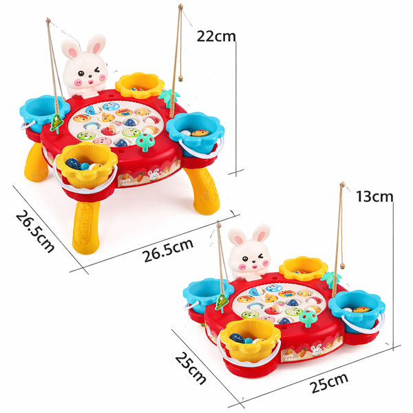 Rabbit Fishing Play Table – Musical Rotating Fishing Game for Kids