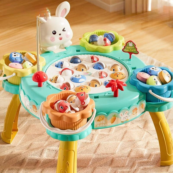 Rabbit Fishing Play Table – Musical Rotating Fishing Game for Kids