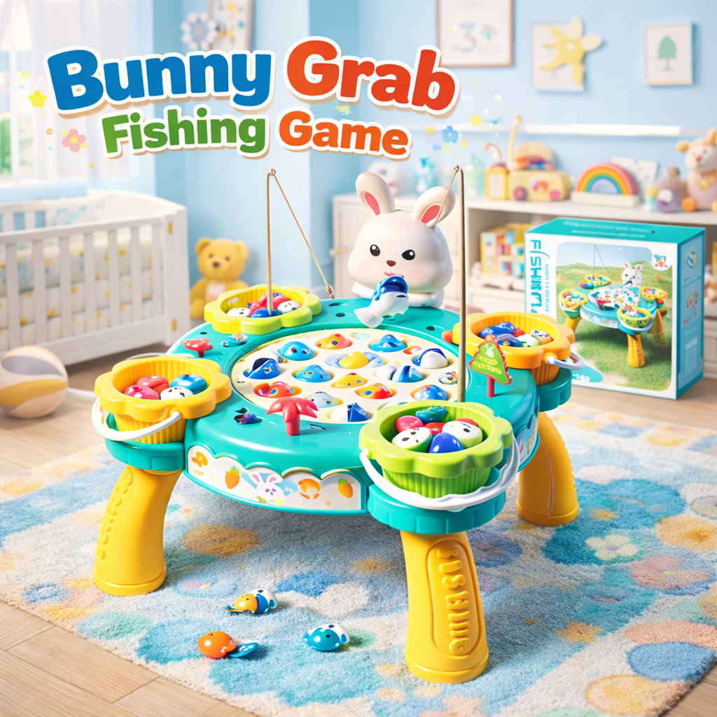 Rabbit Fishing Play Table – Musical Rotating Fishing Game for Kids