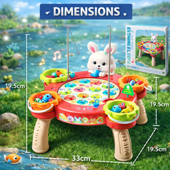 Rabbit Fishing Play Table – Musical Rotating Fishing Game for Kids