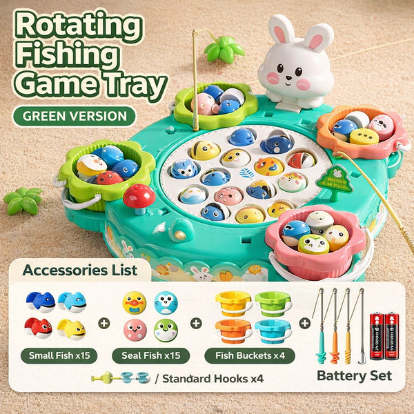 Rabbit Fishing Play Table – Musical Rotating Fishing Game for Kids