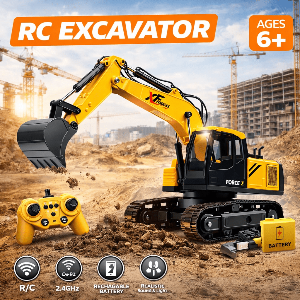 RC Excavator Construction Truck Set with Smoke 🚜