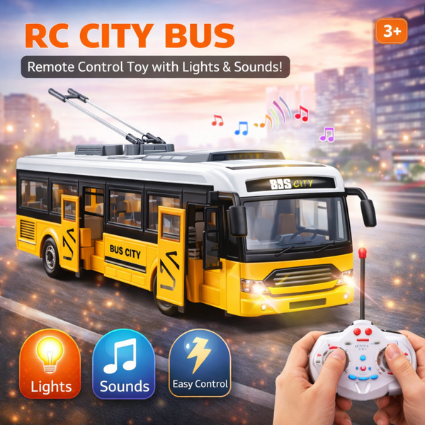 Remote Control City Bus with Lights, Sounds & Opening Doors – Remote Control Bus