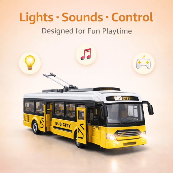 Remote Control City Bus with Lights, Sounds & Opening Doors – Remote Control Bus
