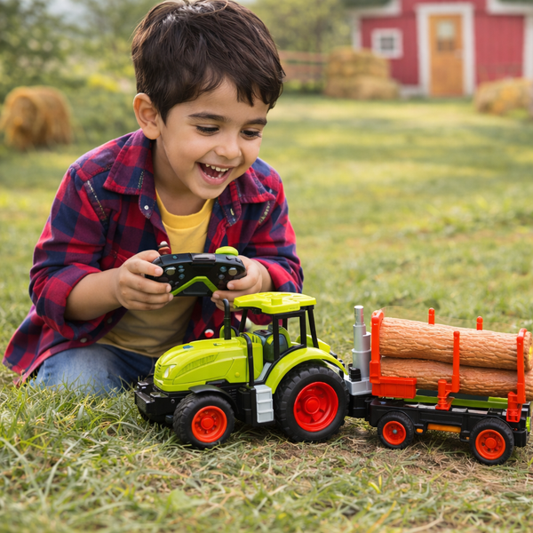 Remote Control Farm Tractor Truck – Heavy Duty Log Transport Set