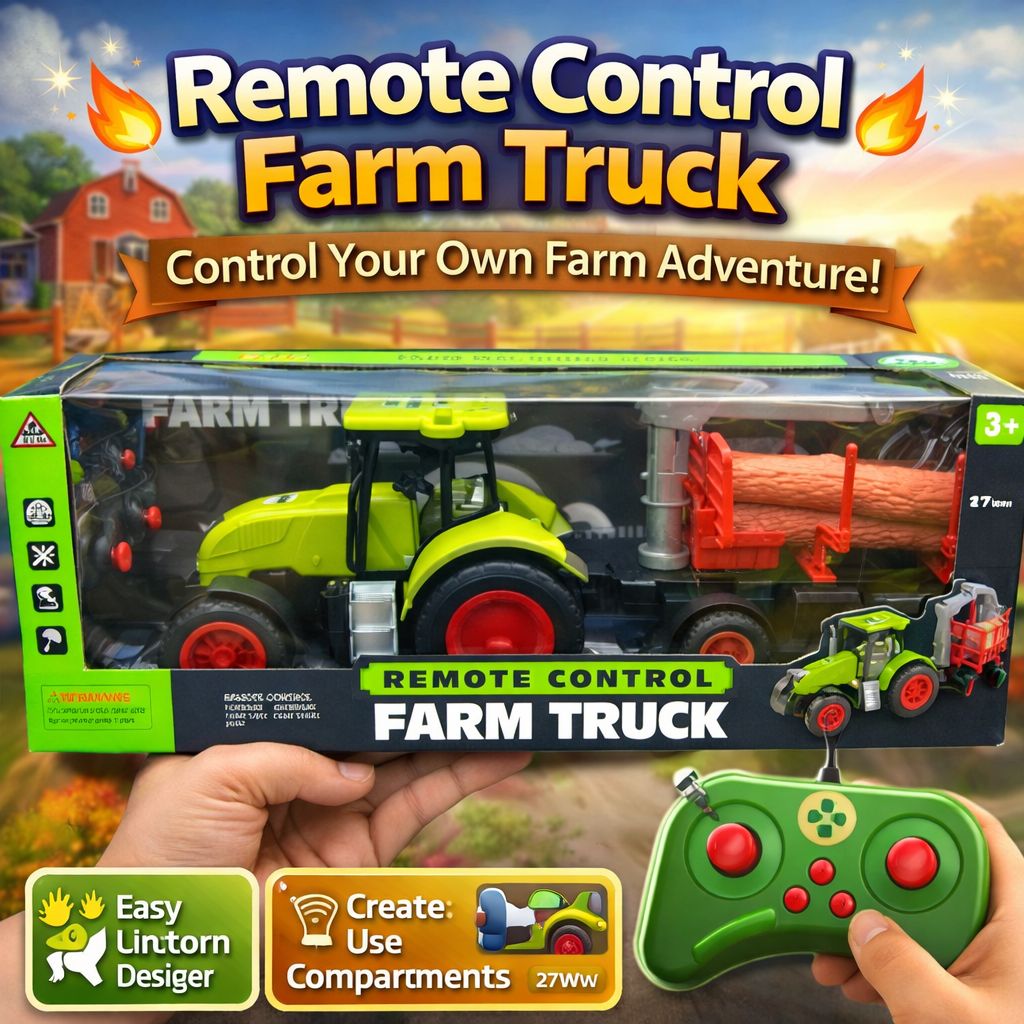 Remote Control Farm Tractor Truck – Heavy Duty Log Transport Set