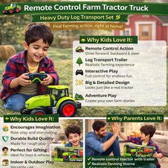 Remote Control Farm Tractor Truck – Heavy Duty Log Transport Set