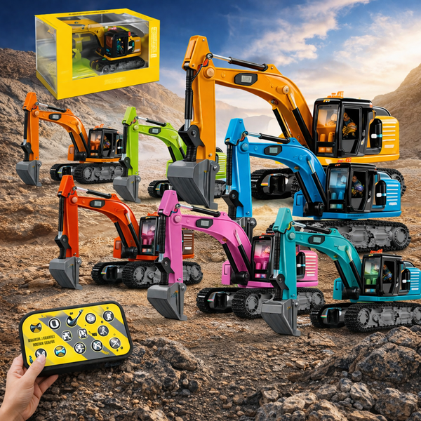 Remote Control Mini Excavator Construction – Remote Digger with Realistic Arm Movement & Multi-Color Options