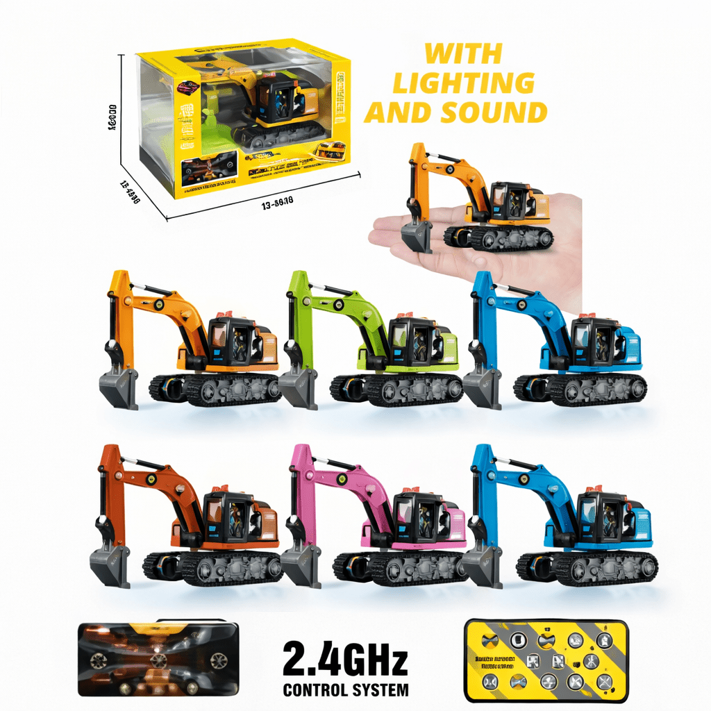 Remote Control Mini Excavator Construction – Remote Digger with Realistic Arm Movement & Multi-Color Options