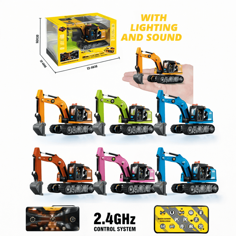 Remote Control Mini Excavator Construction – Remote Digger with Realistic Arm Movement & Multi-Color Options