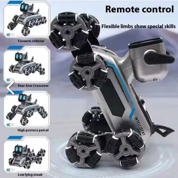 Remote & Watch Controlled Stunt Robot Dog | 8-Wheel 360° Spinner with All-Terrain Tires
