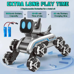 Remote & Watch Controlled Stunt Robot Dog | 8-Wheel 360° Spinner with All-Terrain Tires