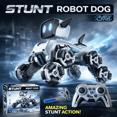 Remote & Watch Controlled Stunt Robot Dog | 8-Wheel 360° Spinner with All-Terrain Tires