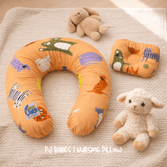Safari Friends Cotton Baby Nursing Pillow with Removable Cover & Head Pillow