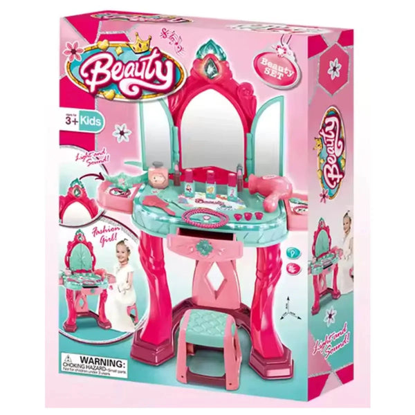 Sensor Enabled Princess Beauty Dressing Table Set – Vanity Play Station with Mirror, Accessories