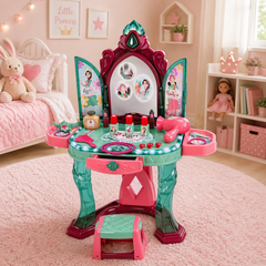 Sensor Enabled Princess Beauty Dressing Table Set – Vanity Play Station with Mirror, Accessories