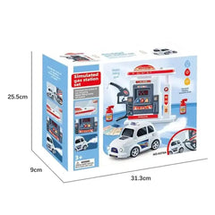 Simulation Gas Station Playset – Fuel Pump with Car & Realistic Play Features