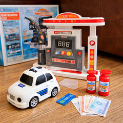 Simulation Gas Station Playset – Fuel Pump with Car & Realistic Play Features