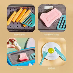 Pretend Play Deep Fryer Cooking Set with Color-Changing Food, Lights, Sounds & Water Spray