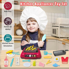Pretend Play Deep Fryer Cooking Set with Color-Changing Food, Lights, Sounds & Water Spray