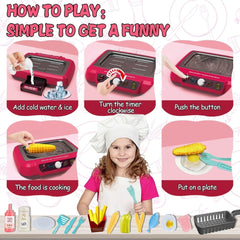 Pretend Play Deep Fryer Cooking Set with Color-Changing Food, Lights, Sounds & Water Spray