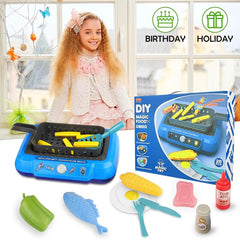 Pretend Play Deep Fryer Cooking Set with Color-Changing Food, Lights, Sounds & Water Spray