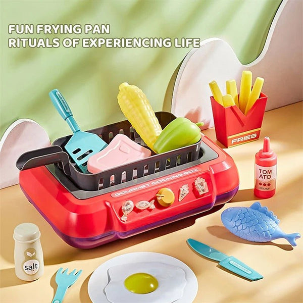 Pretend Play Deep Fryer Cooking Set with Color-Changing Food, Lights, Sounds & Water Spray