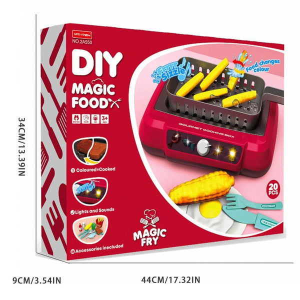 Pretend Play Deep Fryer Cooking Set with Color-Changing Food, Lights, Sounds & Water Spray