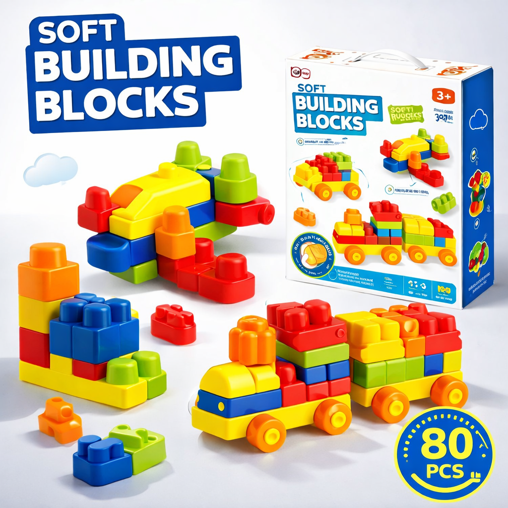 Soft Building Blocks Set for Toddlers | 80 PCS