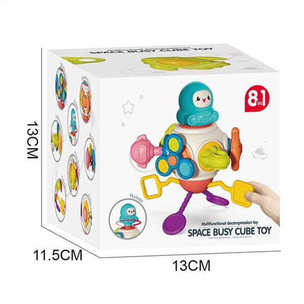 Space-Themed 8-in-1 Busy Activity Toy – Motor Skills & Sensory Play