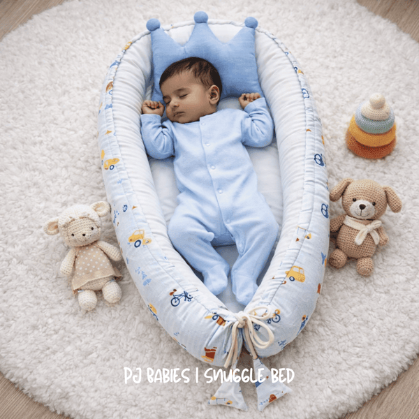 Sweet Dreams Baby Boy Car Snuggle Bed 🏎️🤍