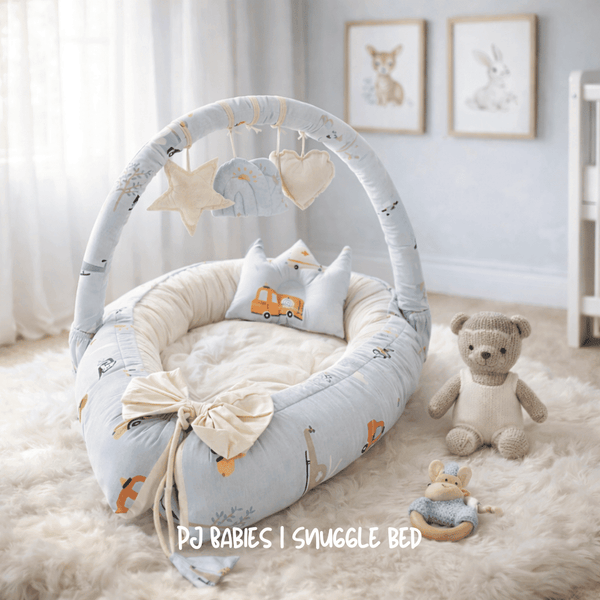 Sweet Dreams Baby Boy Car Snuggle Bed 🏎️🤍
