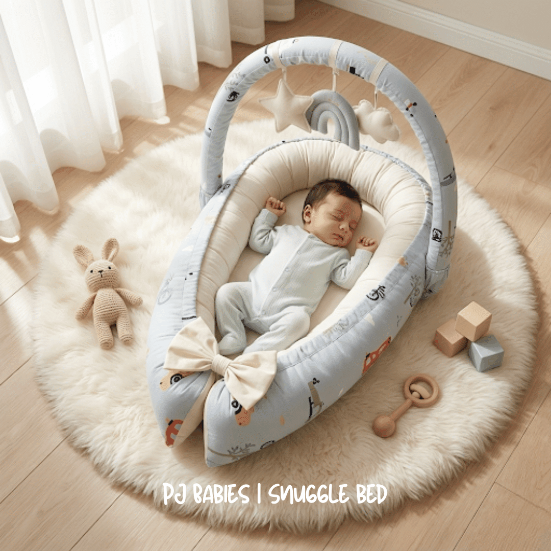 Sweet Dreams Baby Boy Car Snuggle Bed 🏎️🤍