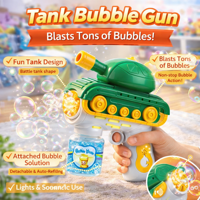 Tank Bubble Gun for Kids – Automatic Bubble Blaster with Fun Tank Design