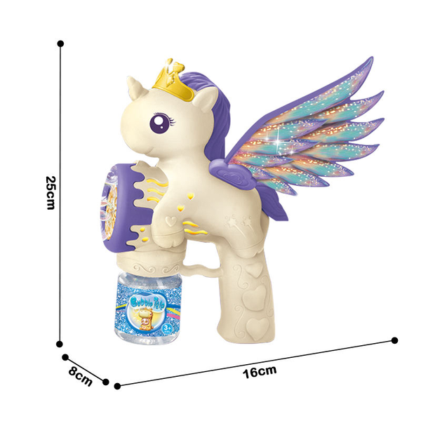 Unicorn Bubble Gun for Kids – LED Light-Up Bubble Blaster with Wings