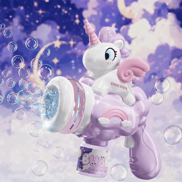 Unicorn Bubble Gun with Lights & Music – Magical Bubble Blaster for Kids