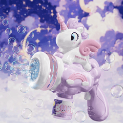 Unicorn Bubble Gun with Lights & Music – Magical Bubble Blaster for Kids