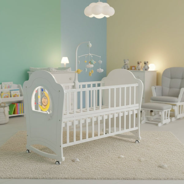 Wooden Baby Cot – Secure, Spacious & Parent-Friendly