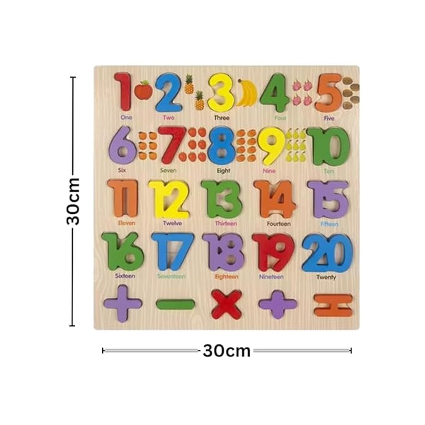 Wooden Numbers Learning Board with Math Signs – Early Counting & Math Set for Kids